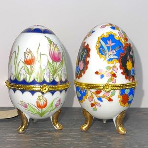 Porcelain Faberge’ style Trinket Boxes $17 each or $30 for both!